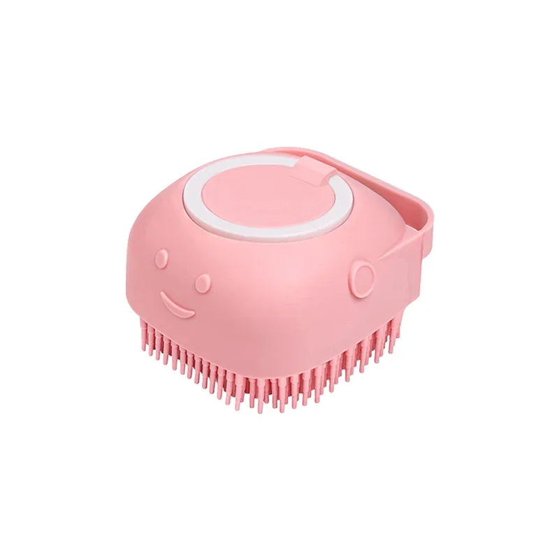 Silicone Pet Bathing Brush – Shampoo Dispenser Massage Brush for Dogs & Cats