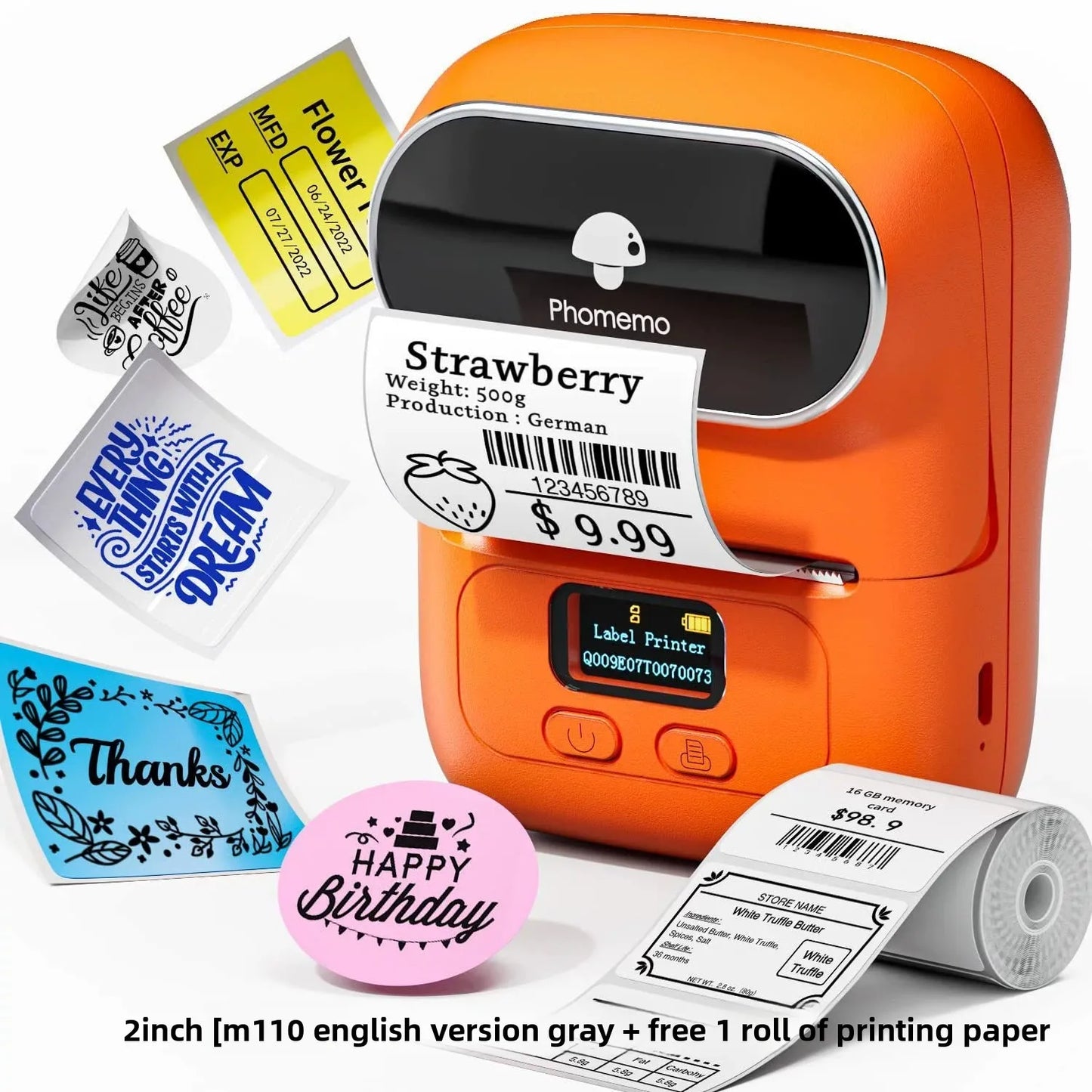 M108 Bluetooth Thermal Label Printer – Portable Self-Adhesive Printer for E-Commerce