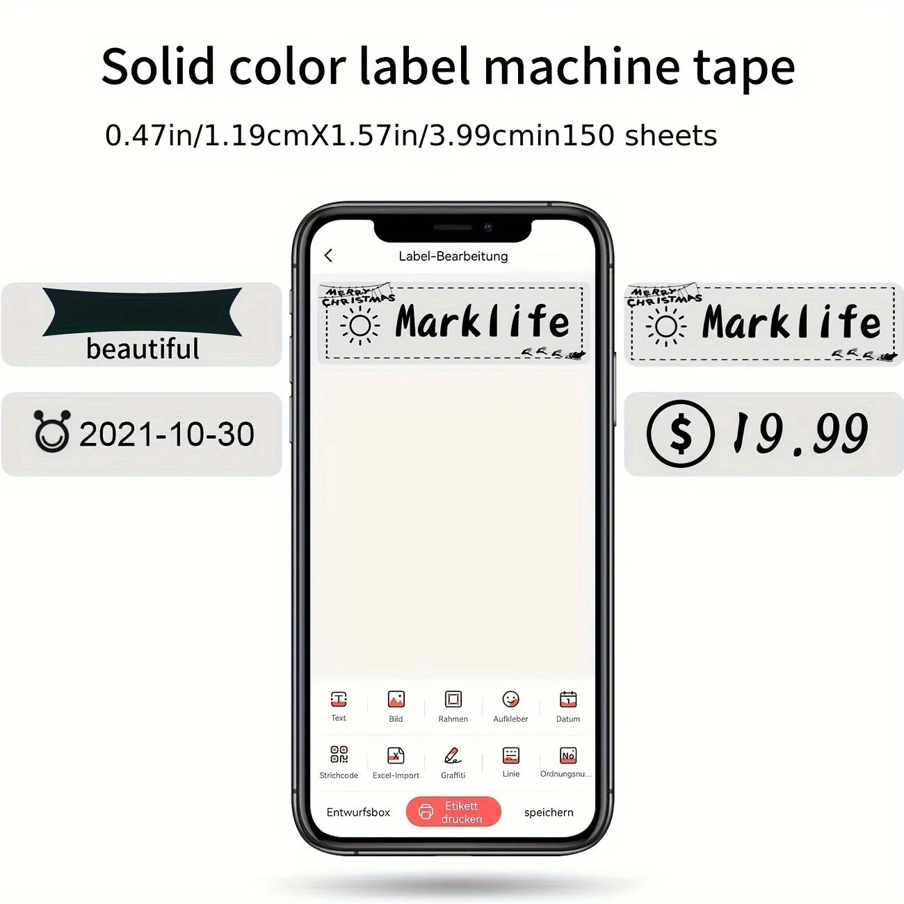 طابعة ملصقات بلوتوث صغيرة من Marklife — لاسلكية، بدون حبر