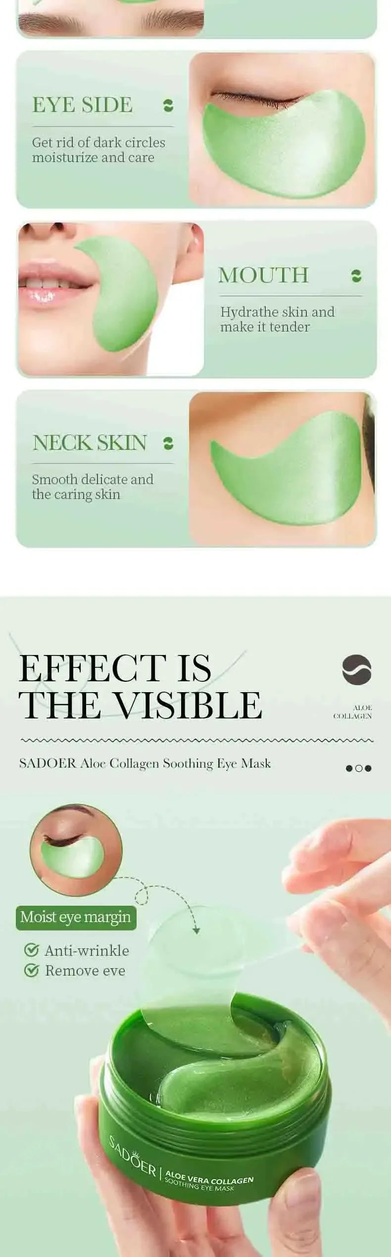 Aloe Vera Collagen Eye Mask (60pcs) – Anti-Dark-Circle Eye Patches