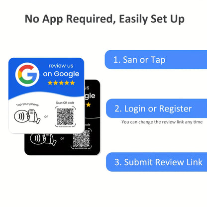 Hilo Programmable NFC 215 Square for Google Review Card NFC Station Table 13.56Mhz QR Code Editable Standing Card