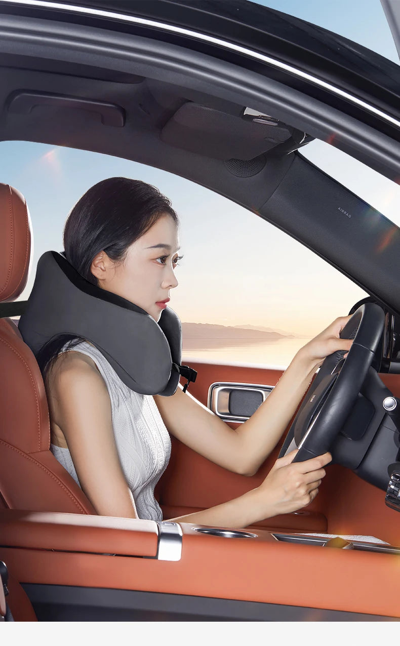 Travel Neck Pillow Slow Rebound Memory Foam U-shaped Pillow Comfortable Soft Car and Airplane Neck Pillow Office Nap