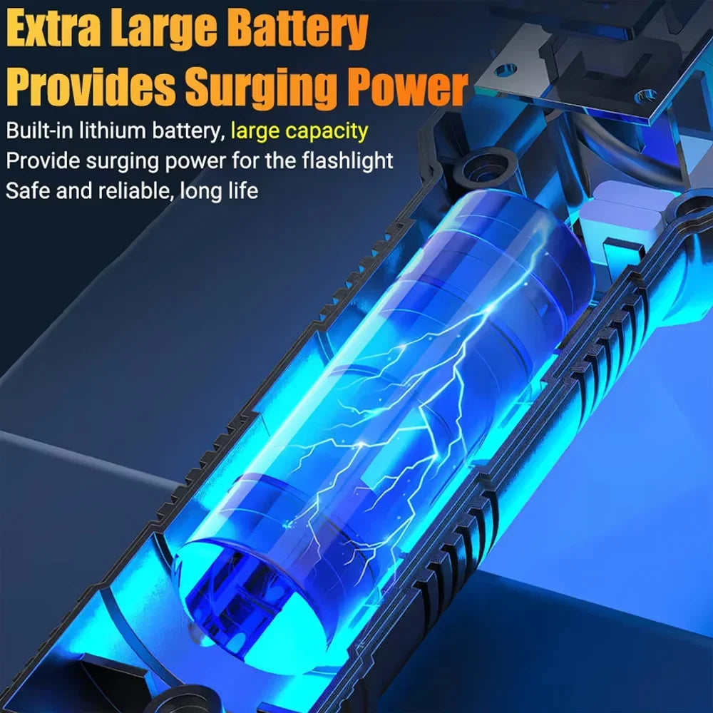 مصباح يدوي LED قابل لإعادة الشحن بقوة 100000 لومن – كشاف تكتيكي مقاوم للماء للتخييم وصيد الأسماك