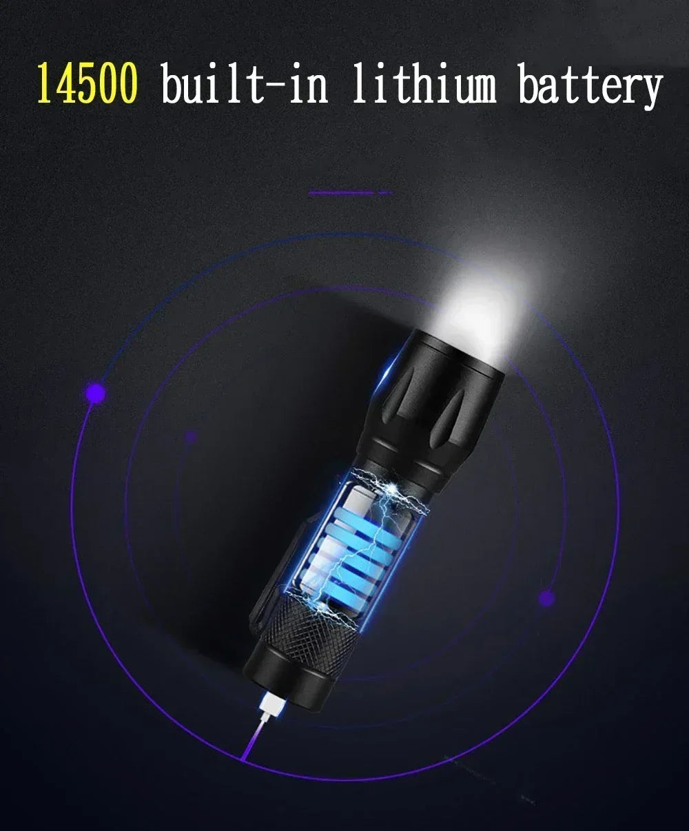 مصباح يدوي LED قابل لإعادة الشحن بقوة 100000 لومن – كشاف تكتيكي مقاوم للماء للتخييم وصيد الأسماك