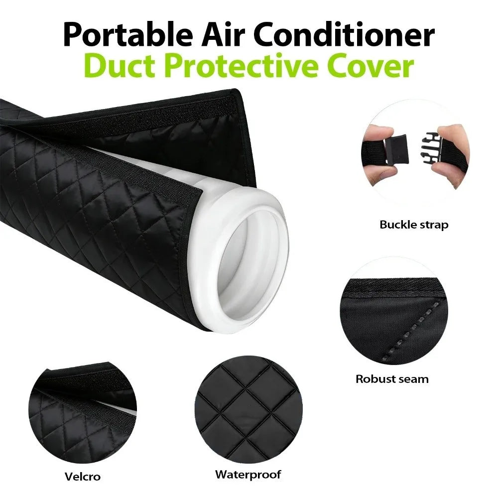 Adjustable Straps Air Conditioner Hose Cover Waterproof with 2 Buckle Straps Hose Insulation Cover Heat Insulation Protective
