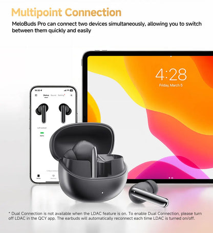 QCY MeloBuds Pro ANC Wireless Earbuds – Bluetooth 5.3 Hi-Res LDAC, 34H Battery