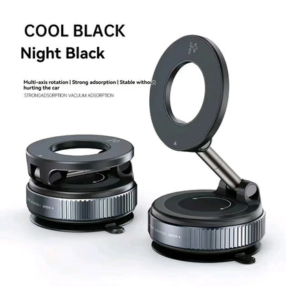Magnetic Vacuum Car Phone Mount – Foldable Strong-Suction Holder