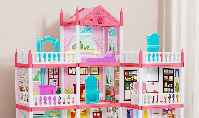 3D DIY Assembly Villa Dollhouse – LED Princess Castle Toy Set