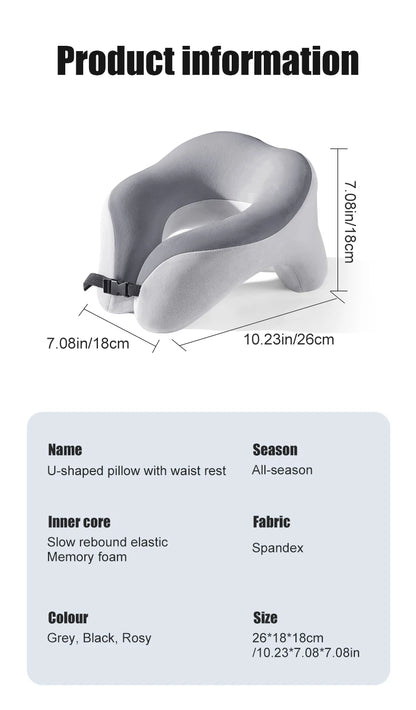 Travel Neck Pillow Slow Rebound Memory Foam U-shaped Pillow Comfortable Soft Car and Airplane Neck Pillow Office Nap