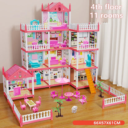 3D DIY Assembly Villa Dollhouse – LED Princess Castle Toy Set