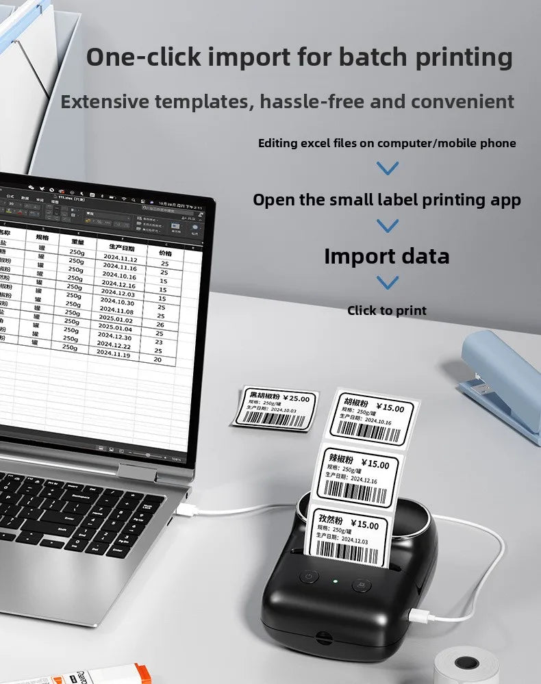 M108 Bluetooth Thermal Label Printer – Portable Self-Adhesive Printer for E-Commerce