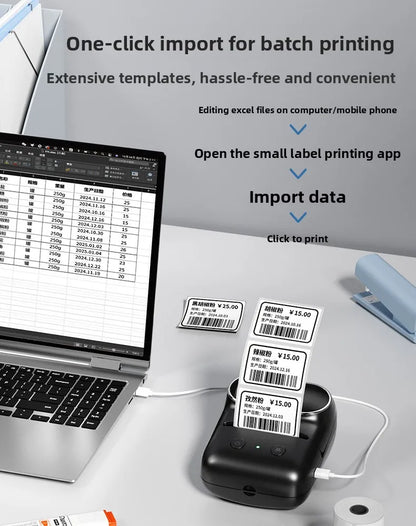 M108 Bluetooth Thermal Label Printer – Portable Self-Adhesive Printer for E-Commerce