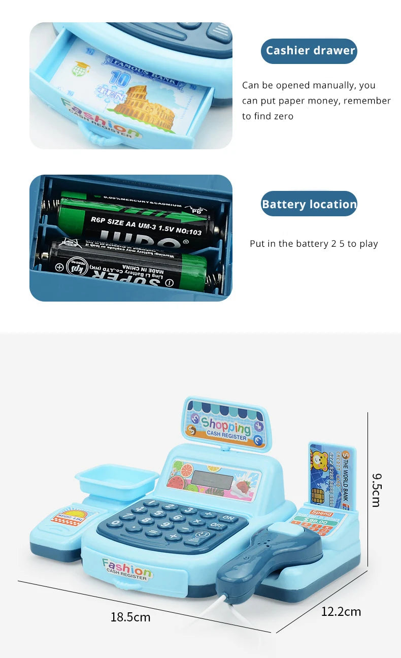 Kids Pretend Play Cash Register – Interactive Toy with Lights &amp; Sound
