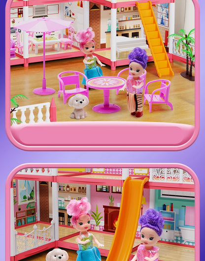3D DIY Assembly Villa Dollhouse – LED Princess Castle Toy Set