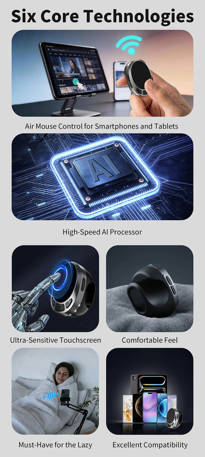 Bluetooth Scrolling Ring Finger Mouse – Wireless Ebook Page Turner Remote
