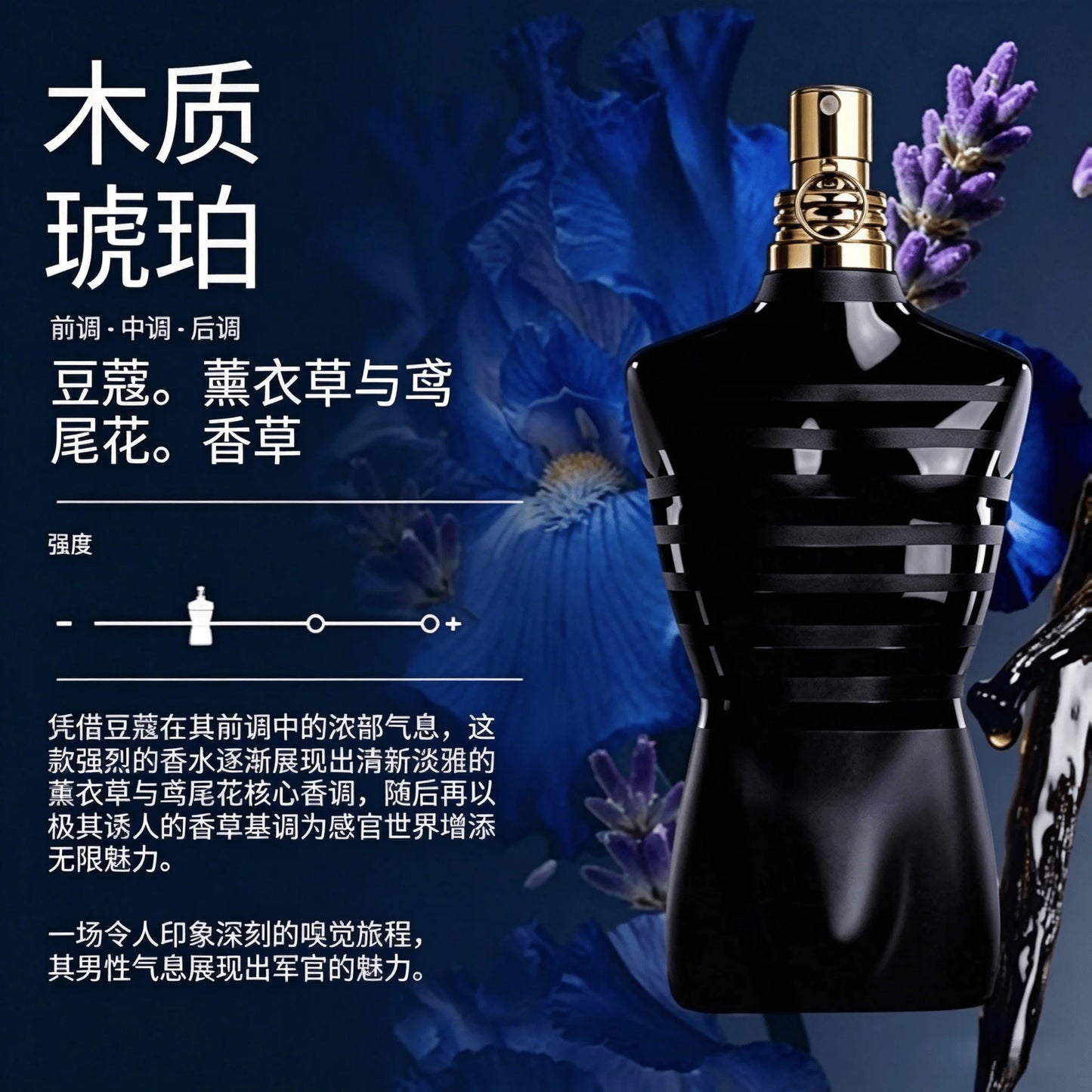Jean Paul Gaultier Le Male Le Parfum - Amber Woody Eau de Parfum Intense for Men Fragrance - Cardamom, Lavender & Iris, Vanilla - Men's Perfume Spray