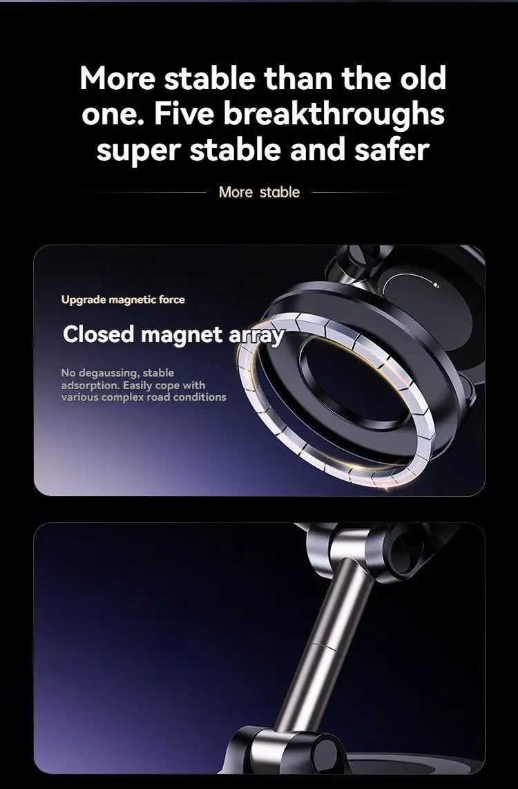 Magnetic Vacuum Car Phone Mount – Foldable Strong-Suction Holder