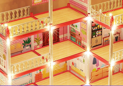 3D DIY Assembly Villa Dollhouse – LED Princess Castle Toy Set