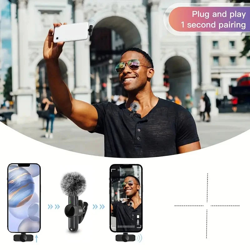 Wireless Lavalier Microphone – Windproof Mini Mic for iPhone &amp; Android