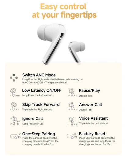 QCY MeloBuds Pro ANC Wireless Earbuds – Bluetooth 5.3 Hi-Res LDAC, 34H Battery