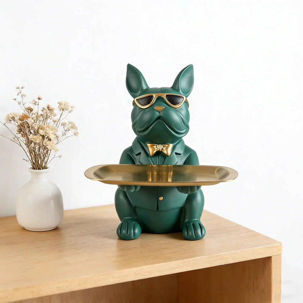 Multi Functional Bulldog Tray Animal Statue Creative Ornament Living Room Bedroom Miscellaneous Storage Home Decoration Gift