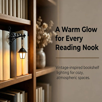Miniature Hanging Shelf Lamp Decorative Bookshelf Lighting Warm LED Night Light Library Lantern Reading Nook Desk Ornament Literary Decor Book Lover Gift Home Halloween Decorations