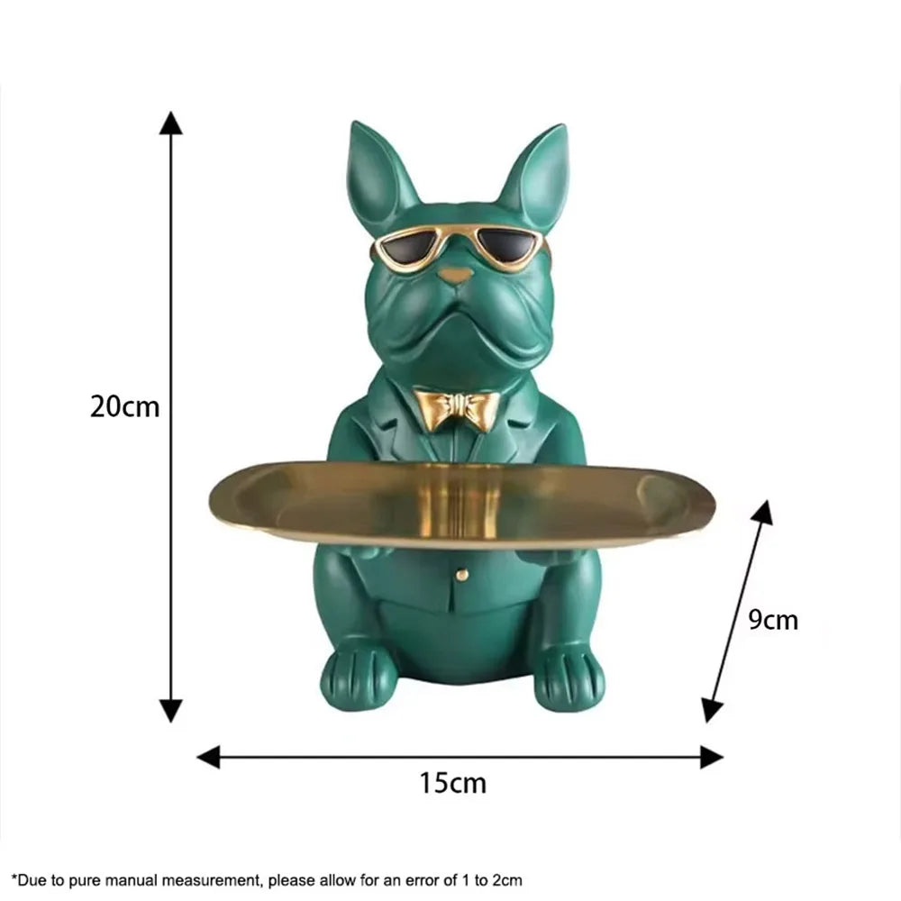 Multi Functional Bulldog Tray Animal Statue Creative Ornament Living Room Bedroom Miscellaneous Storage Home Decoration Gift