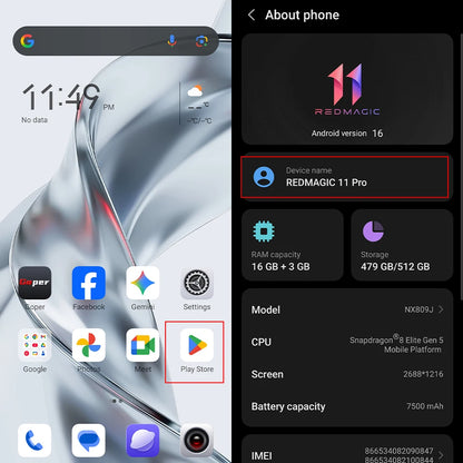 هاتف الألعاب RedMagic 11 Pro الذكي — سنابدراجون 8 إيليت، بطارية 7500 مللي أمبير