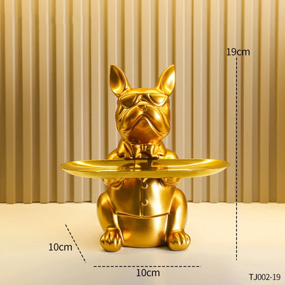 Multi Functional Bulldog Tray Animal Statue Creative Ornament Living Room Bedroom Miscellaneous Storage Home Decoration Gift