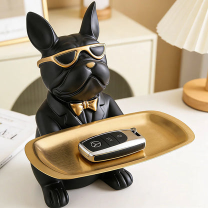 Multi Functional Bulldog Tray Animal Statue Creative Ornament Living Room Bedroom Miscellaneous Storage Home Decoration Gift