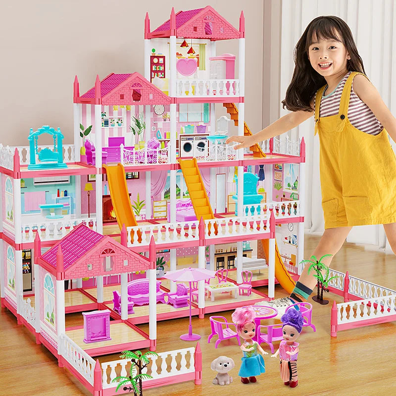 3D DIY Assembly Villa Dollhouse – LED Princess Castle Toy Set