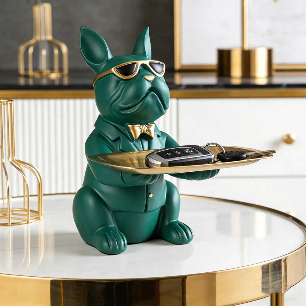 Multi Functional Bulldog Tray Animal Statue Creative Ornament Living Room Bedroom Miscellaneous Storage Home Decoration Gift