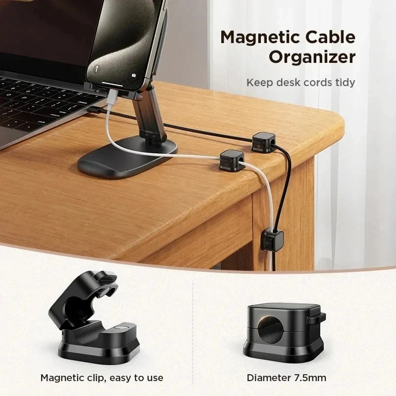 Magnetic Cable Clips – Adhesive Cord Organizer for Desk &amp; Office