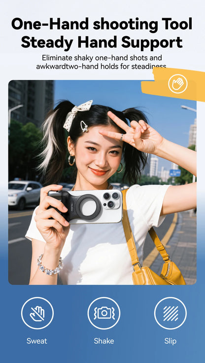 TELESIN Magnetic Phone Camera Shoot Hand Grip Universal Smart Phone Holder Shooting Aid Remote Control Handle for Iphone Andriod