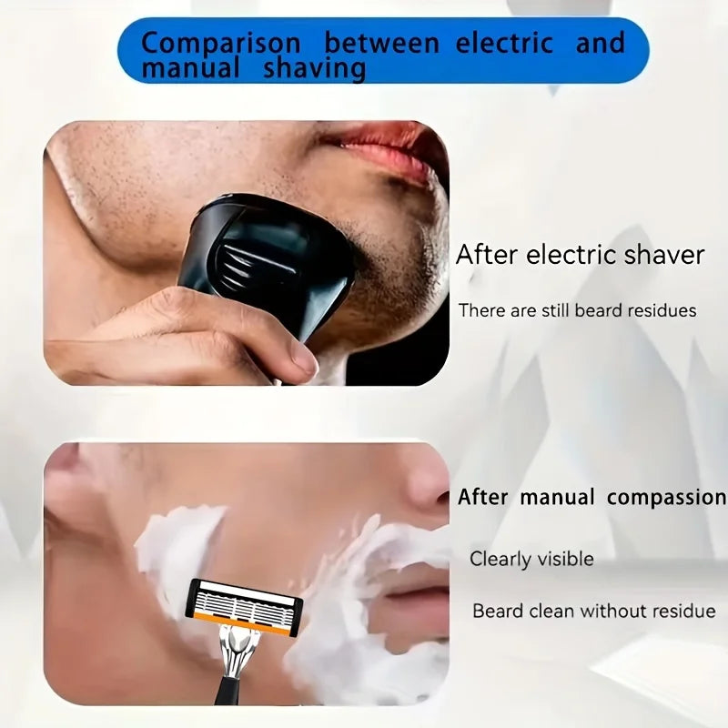 6-Blade Stainless Steel Safety Razor Set – Precision Shaving Kit for Men