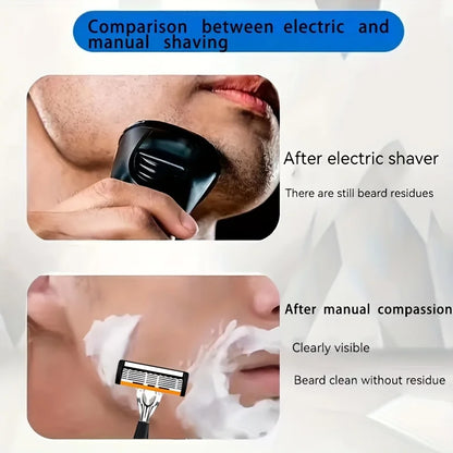6-Blade Stainless Steel Safety Razor Set – Precision Shaving Kit for Men