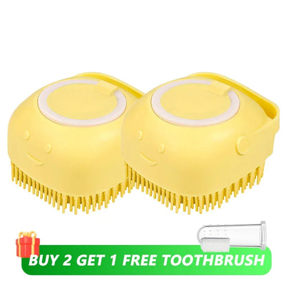 Silicone Pet Bathing Brush – Shampoo Dispenser Massage Brush for Dogs &amp; Cats