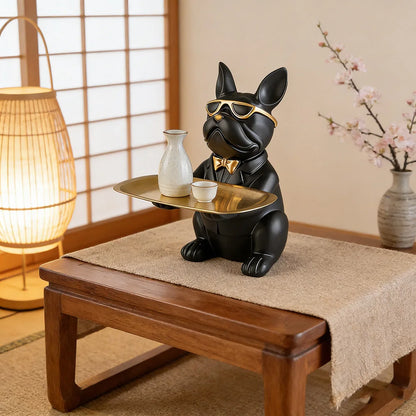 Multi Functional Bulldog Tray Animal Statue Creative Ornament Living Room Bedroom Miscellaneous Storage Home Decoration Gift