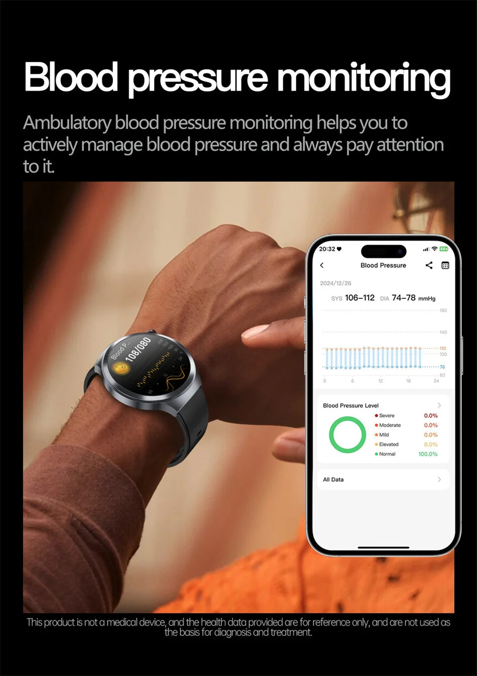 1.73" Sapphire Glass Health Smartwatch – ECG Blood Pressure & Body Analysis Tracker