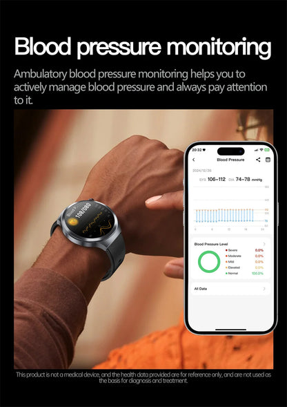 1.73" Sapphire Glass Health Smartwatch – ECG Blood Pressure & Body Analysis Tracker