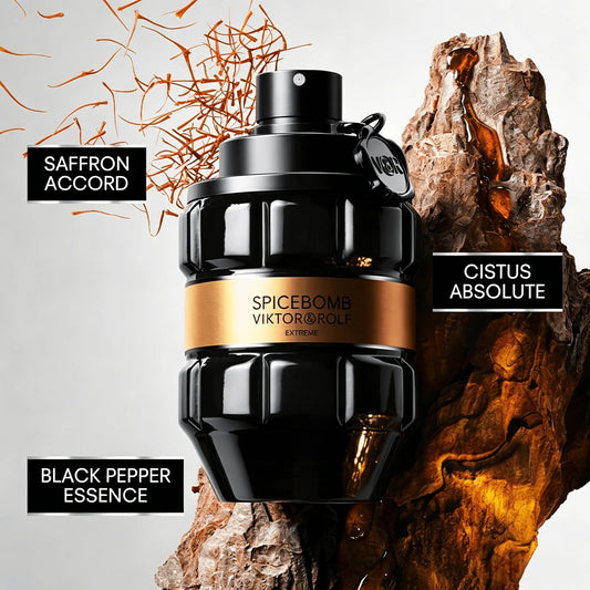 Woody & Spicy Cologne for Men With Notes of Amber & Vanilla - Viktor Rolf - Spicebomb Extreme Eau De Parfum