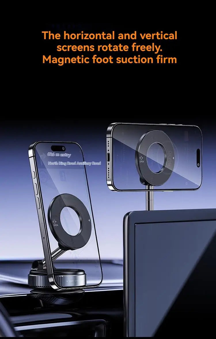 Magnetic Vacuum Car Phone Mount – Foldable Strong-Suction Holder