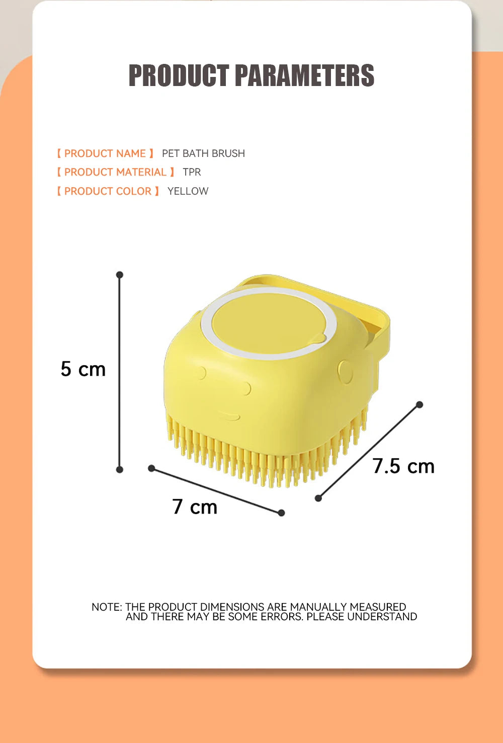 Silicone Pet Bathing Brush – Shampoo Dispenser Massage Brush for Dogs &amp; Cats