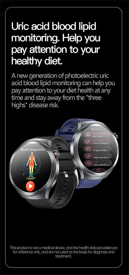 1.73" Sapphire Glass Health Smartwatch – ECG Blood Pressure & Body Analysis Tracker