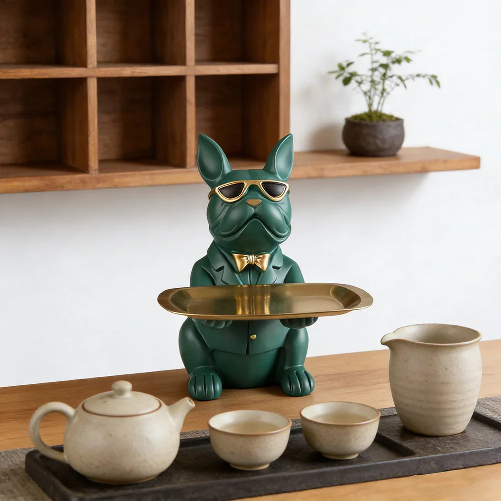 Multi Functional Bulldog Tray Animal Statue Creative Ornament Living Room Bedroom Miscellaneous Storage Home Decoration Gift
