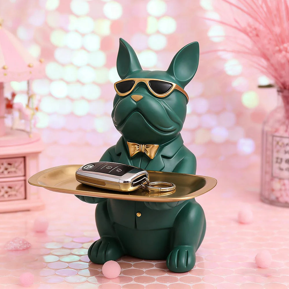 Multi Functional Bulldog Tray Animal Statue Creative Ornament Living Room Bedroom Miscellaneous Storage Home Decoration Gift