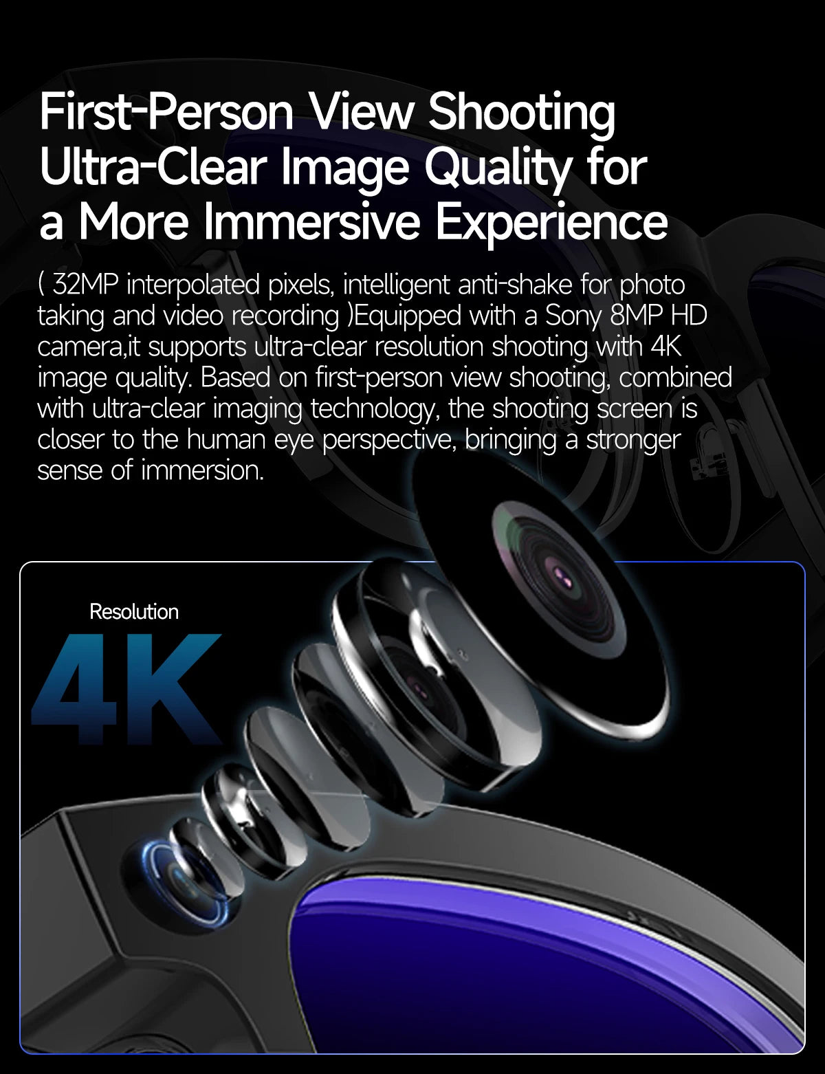 نظارات ذكية مزودة بكاميرا ومكالمات بلوتوث – ترجمة لأكثر من 100 لغة ومساعد صوتي