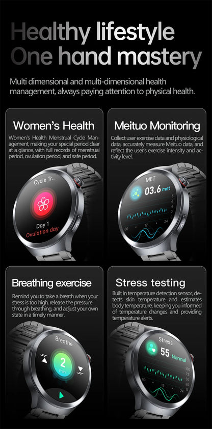 1.73" Sapphire Glass Health Smartwatch – ECG Blood Pressure & Body Analysis Tracker