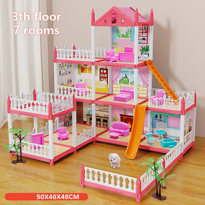 3D DIY Assembly Villa Dollhouse – LED Princess Castle Toy Set