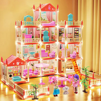 3D DIY Assembly Villa Dollhouse – LED Princess Castle Toy Set